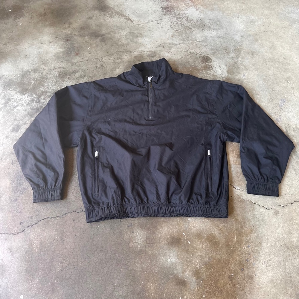 PGA Tour Windbreaker Pullover Mens Large Black Excellent 1/4 Zip Golf Jacket